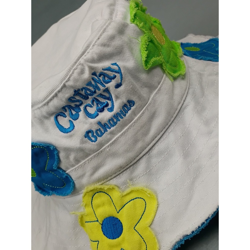 Scala Kids Castaway Cay Bahamas White Floral Cotton Bucket Hat Size 4-6X